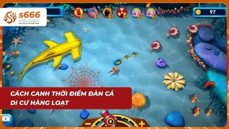 Mẹo Chơi Bắn Cá – Bí Quyết Săn Thưởng Hiệu Quả Từ Cao Thủ 5 Thời cơ vàng dồn hỏa lực rải đều đạn kết hợp bom hẹn giờ khi các đàn cá bơi theo bầy