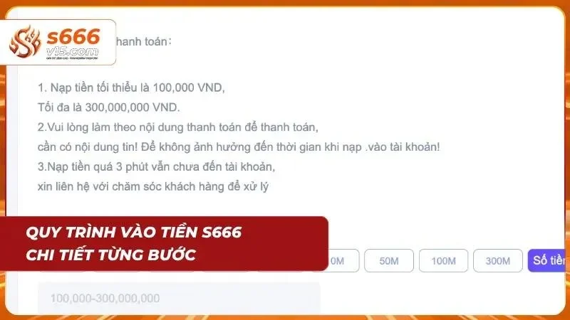 Tìm hiểu quy trình nạp tiền s666 qua từng bước